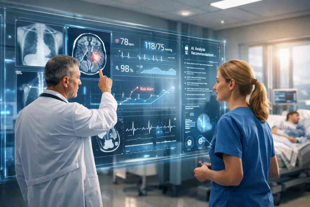 AI in healthcare system assisting doctors with patient data analysis AI in Healthcare Clinical Decision Support