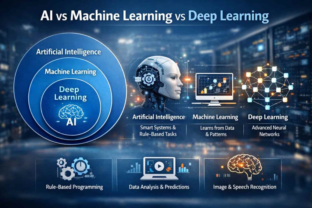AI vs Machine Learning vs Deep Learning.