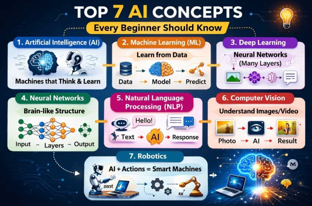 Top 7 AI Concepts Beginner Should Know in 2026 Top 7 AI Concepts Beginner Should Know in 2026